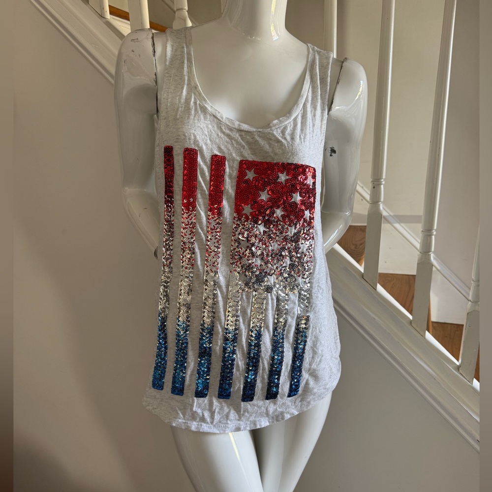 Victoria's Secret PINK sequin American Flag tank top Size M
